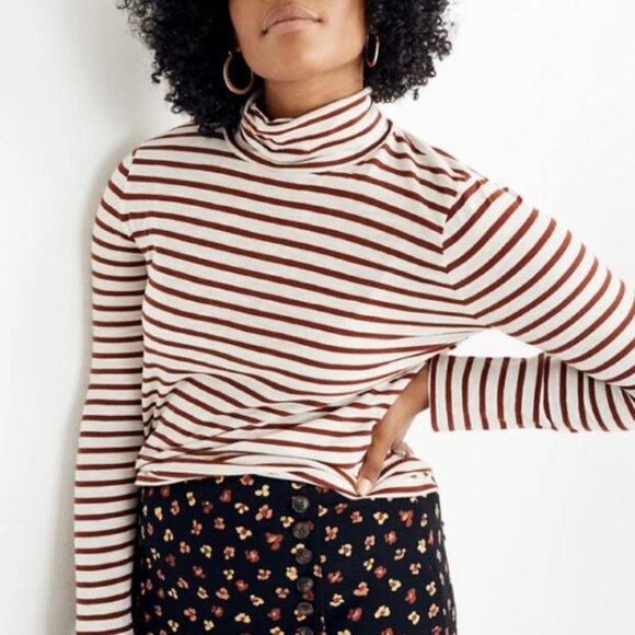Bundle of (2) | Madewell Whisper Cotton Turtleneck | Striped | Size M - Picture 1 of 16